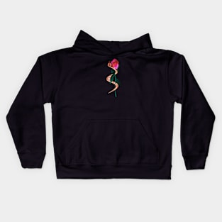 Red Silver Serpent and Rose Kids Hoodie